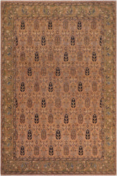 handmade Transitional Kafkaz Tan Lt. Green Hand Knotted RECTANGLE 100% WOOL area rug 8 x 10